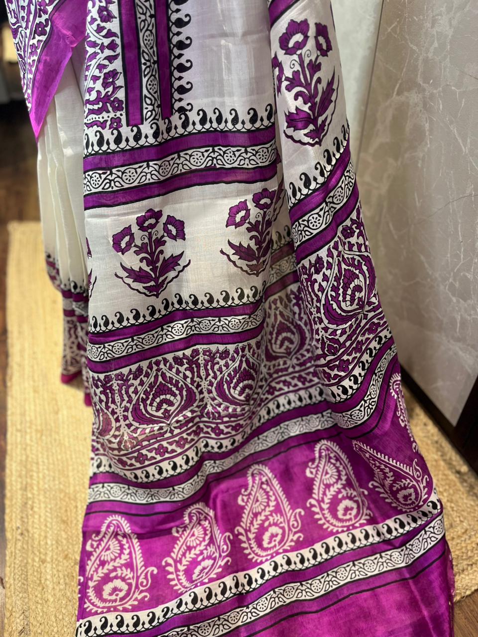 Malai | Block Printed Pure Silk Saree