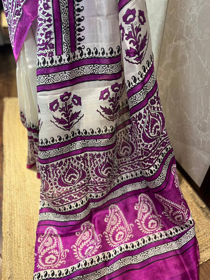 Malai | Block Printed Pure Silk Saree