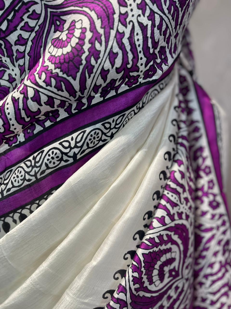 Malai | Block Printed Pure Silk Saree
