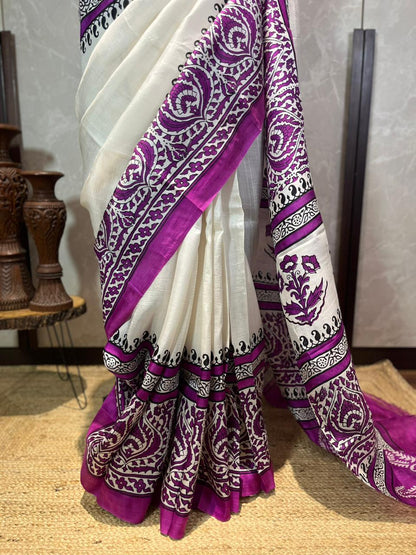 Malai | Block Printed Pure Silk Saree