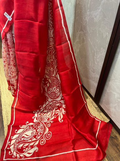 Meethi Laali | Blockprinted Pure Silk Saree