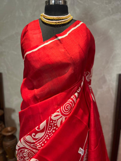 Meethi Laali | Blockprinted Pure Silk Saree
