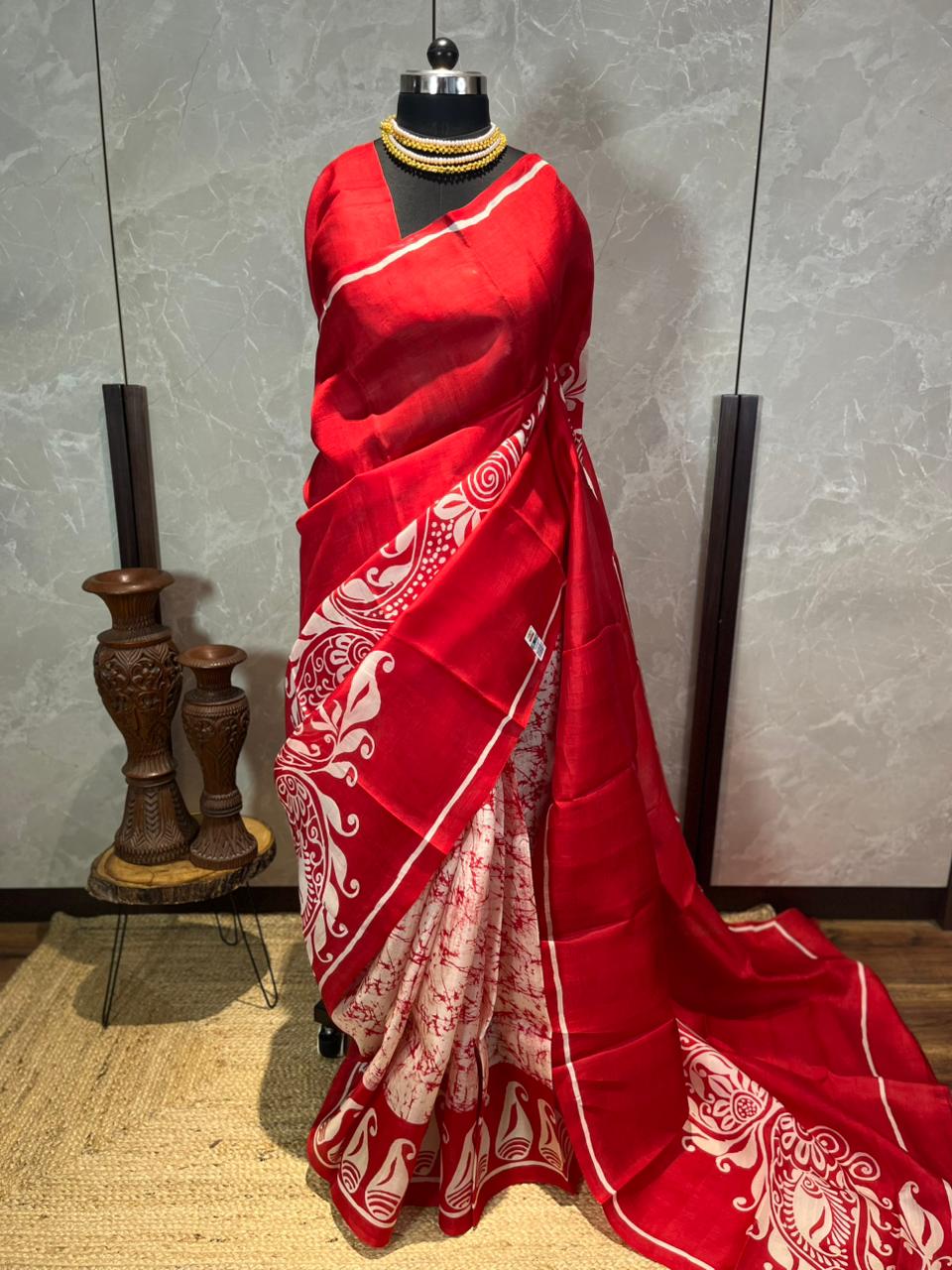 Meethi Laali | Blockprinted Pure Silk Saree