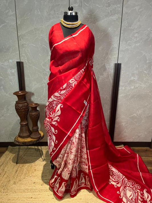 Meethi Laali | Blockprinted Pure Silk Saree