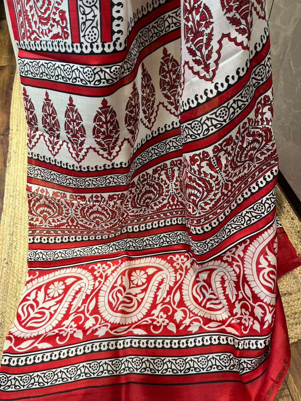 Laal Malai | Blockprinted Pure Silk Saree
