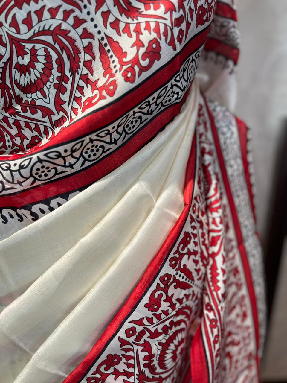 Laal Malai | Blockprinted Pure Silk Saree