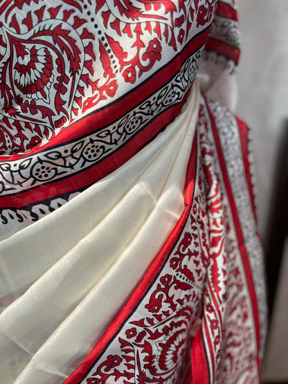 Laal Malai | Blockprinted Pure Silk Saree