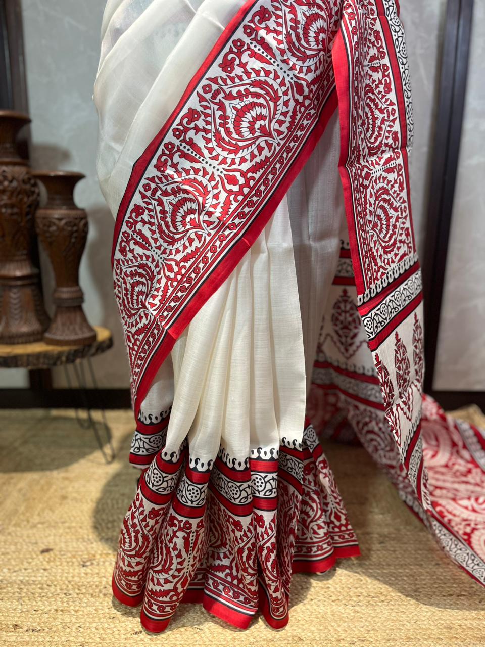 Laal Malai | Blockprinted Pure Silk Saree