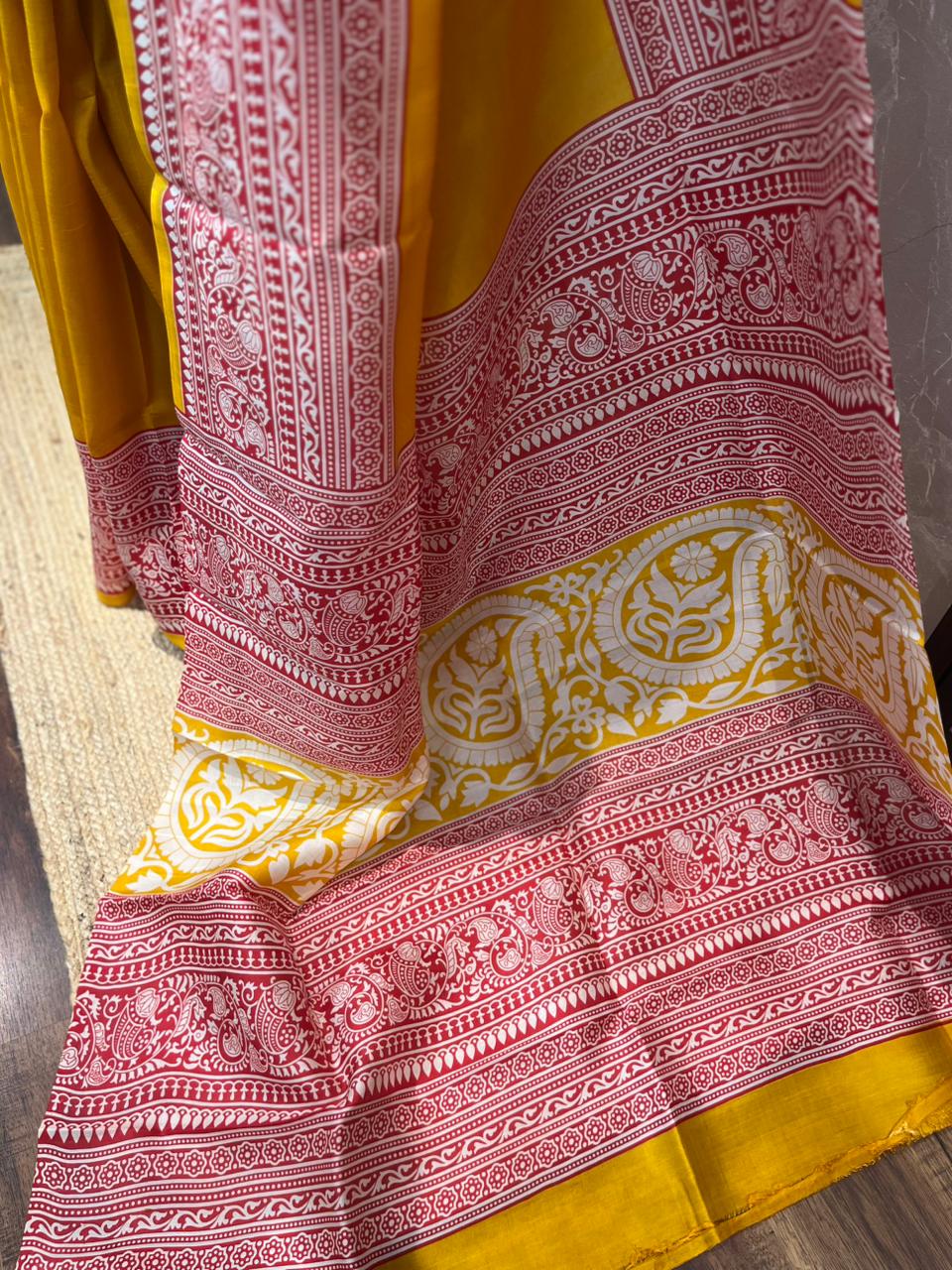 Haldi Kumkum | Blockprinted Pure Silk Saree