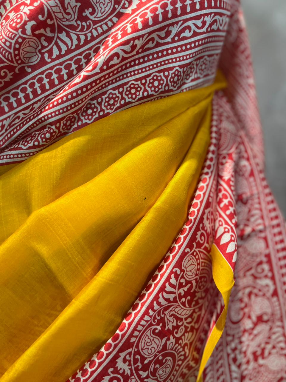 Haldi Kumkum | Blockprinted Pure Silk Saree