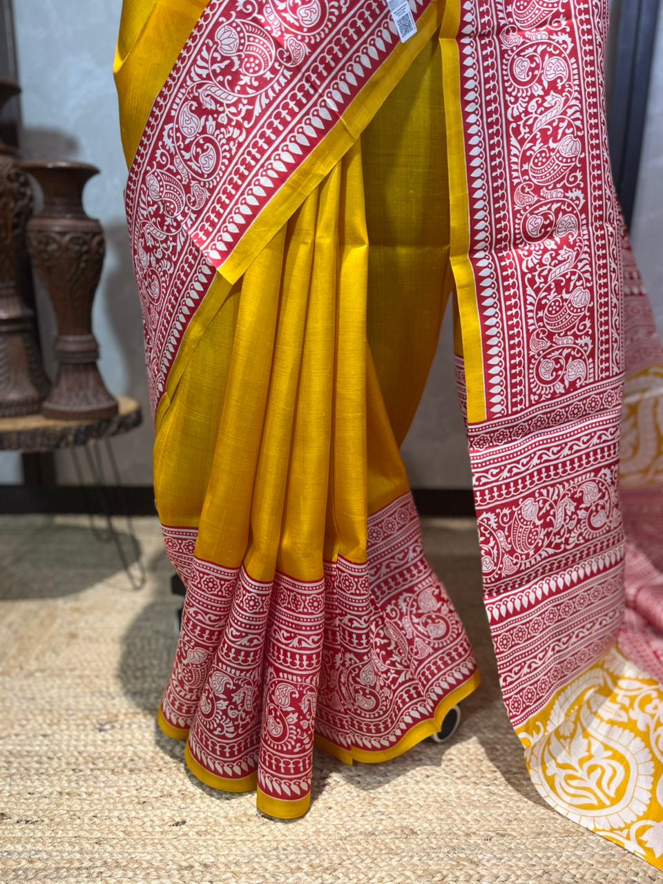 Haldi Kumkum | Blockprinted Pure Silk Saree