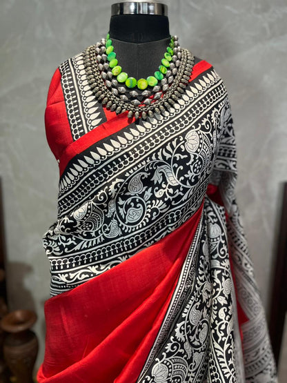Laal Ishq | Blockprinted Pure Silk Saree