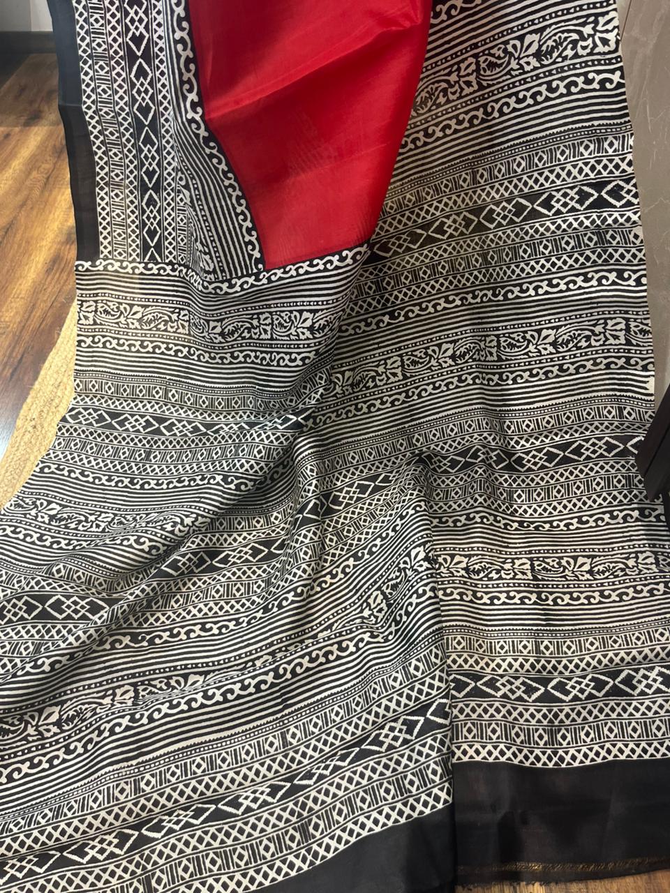 Kumkum Kajal | Blockprinted Pure Silk Saree