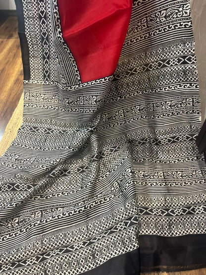 Kumkum Kajal | Blockprinted Pure Silk Saree