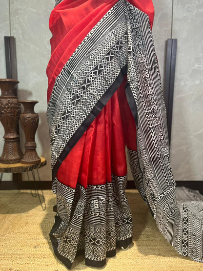 Kumkum Kajal | Blockprinted Pure Silk Saree