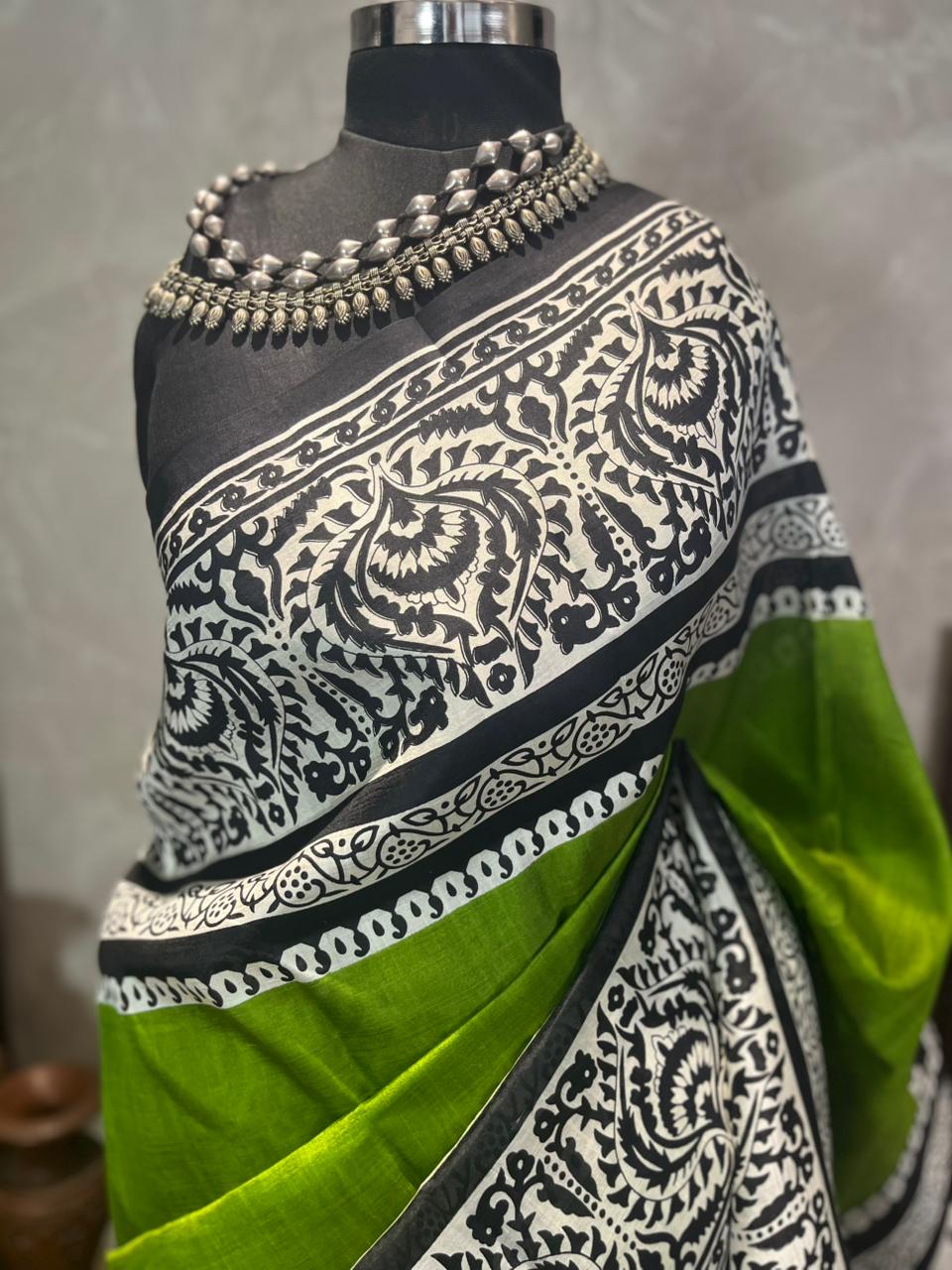 Evergreen | Blockprinted Pure Silk Saree