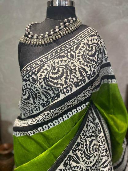 Evergreen | Blockprinted Pure Silk Saree