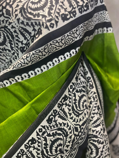 Evergreen | Blockprinted Pure Silk Saree