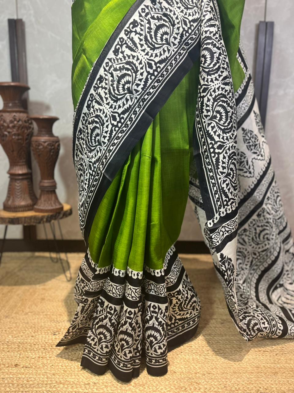 Evergreen | Blockprinted Pure Silk Saree