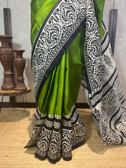 Evergreen | Blockprinted Pure Silk Saree