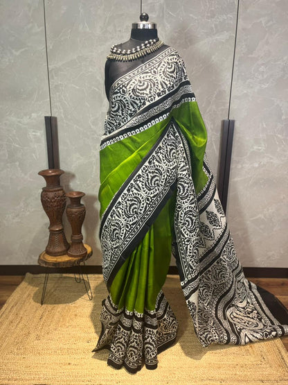 Evergreen | Blockprinted Pure Silk Saree
