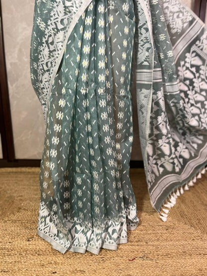 Sage Mist | Jamdani Saree