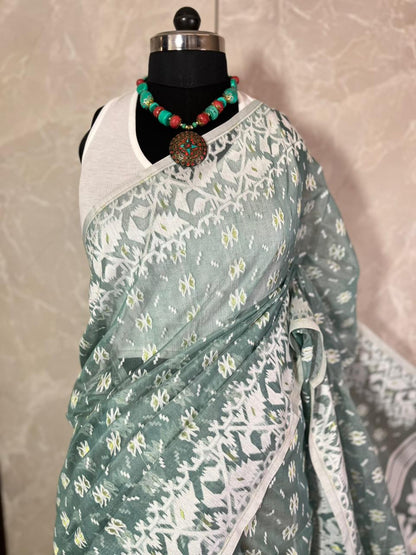 Sage Mist | Jamdani Saree