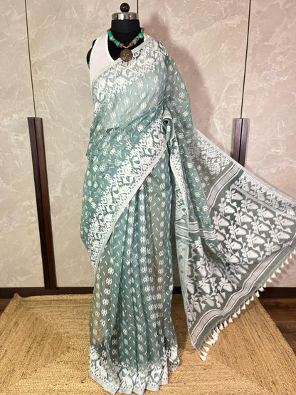 Sage Mist | Jamdani Saree