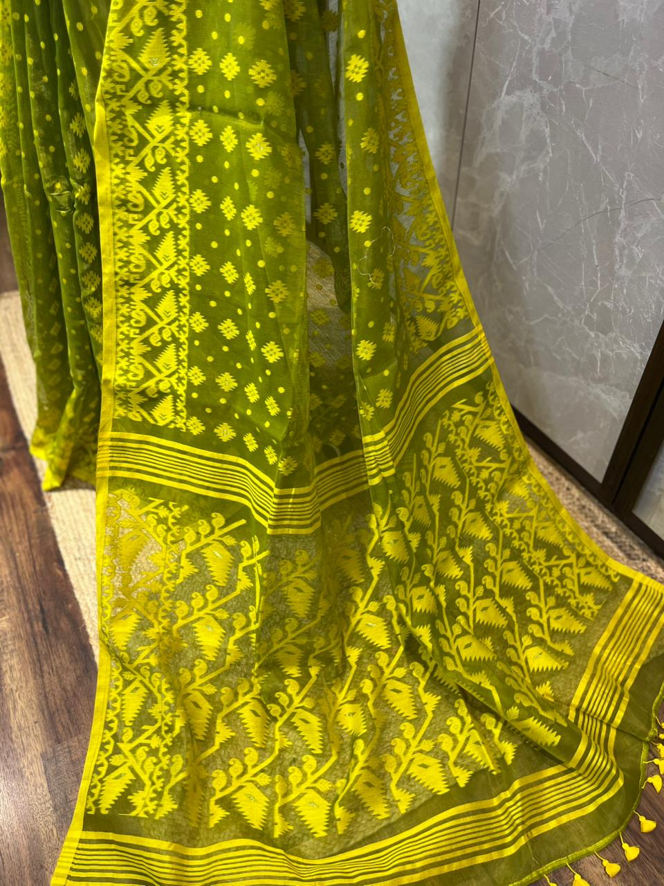 Mango & Lime | Jamdani Saree