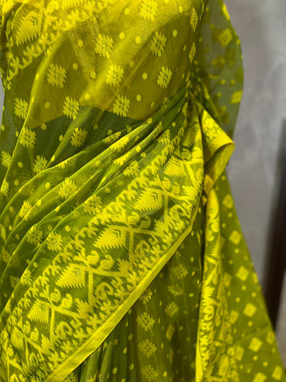 Mango & Lime | Jamdani Saree