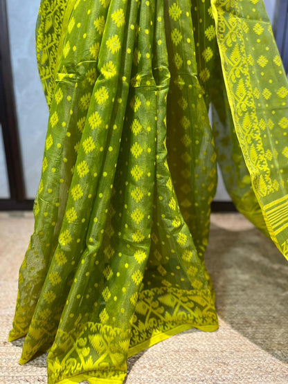 Mango & Lime | Jamdani Saree