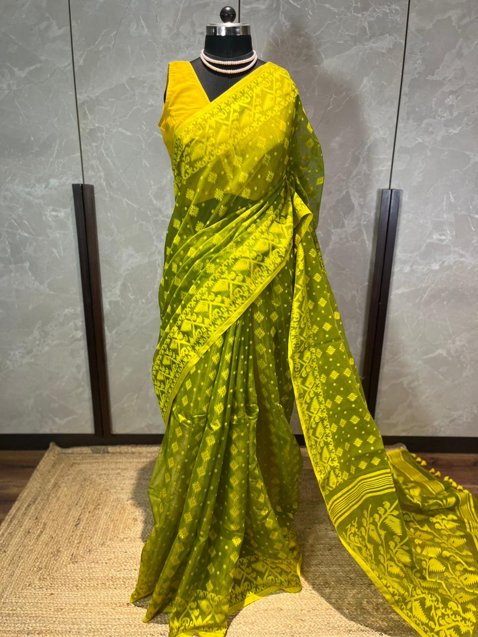 Mango & Lime | Jamdani Saree