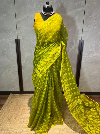 Mango & Lime | Jamdani Saree