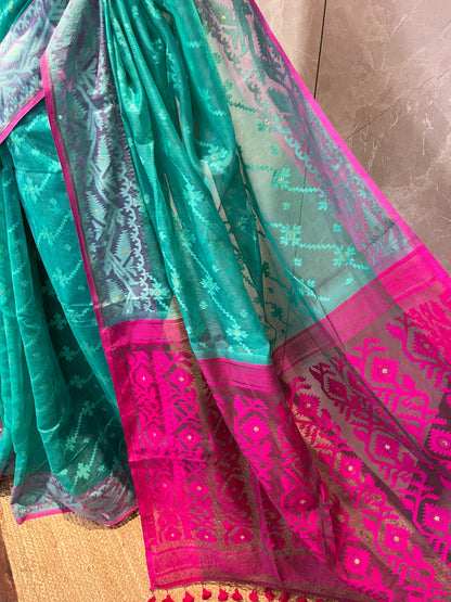 Rosy Green | Jamdani Saree
