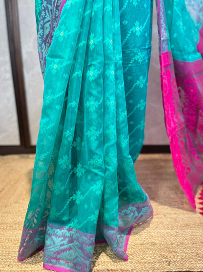Rosy Green | Jamdani Saree