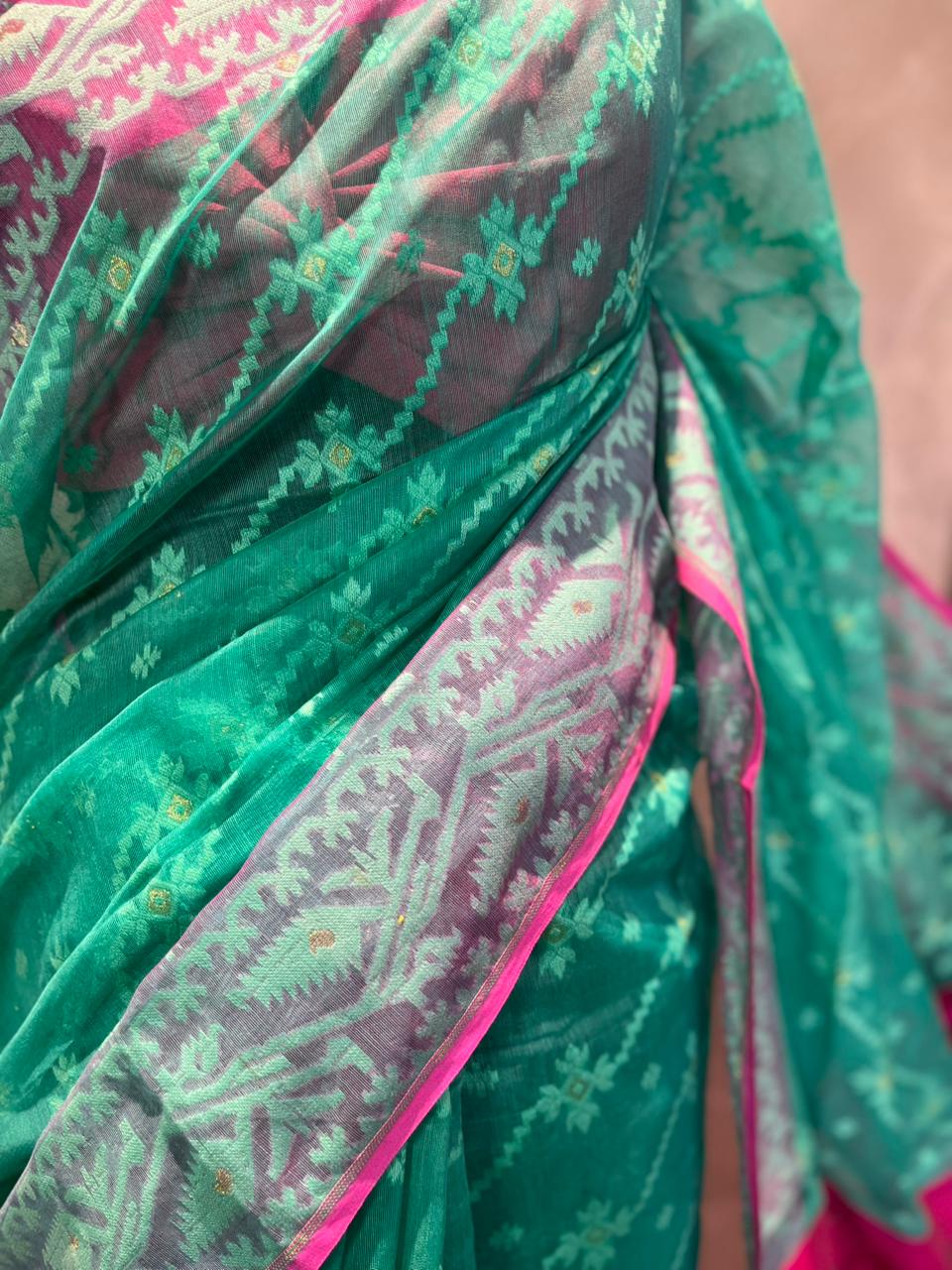Rosy Green | Jamdani Saree