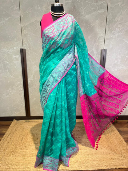 Rosy Green | Jamdani Saree