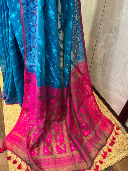 Lotus Sky | Jamdani Saree