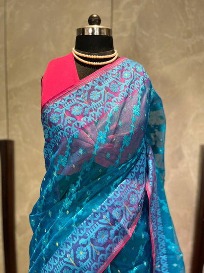 Lotus Sky | Jamdani Saree
