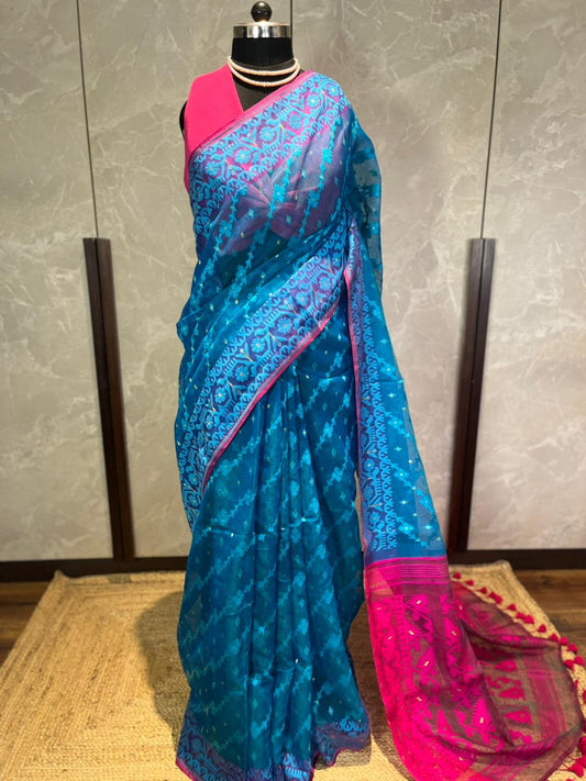 Lotus Sky | Jamdani Saree