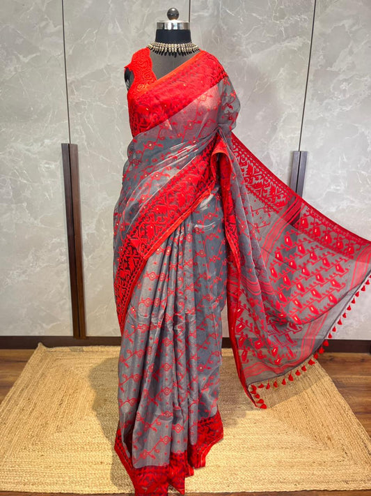 Surkh Dhuan | Jamdani Saree