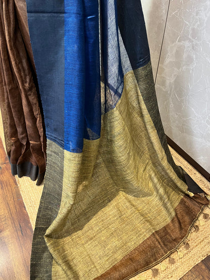 Midnite Dune | Pure Linen Saree