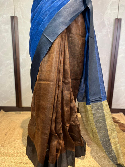 Midnite Dune | Pure Linen Saree
