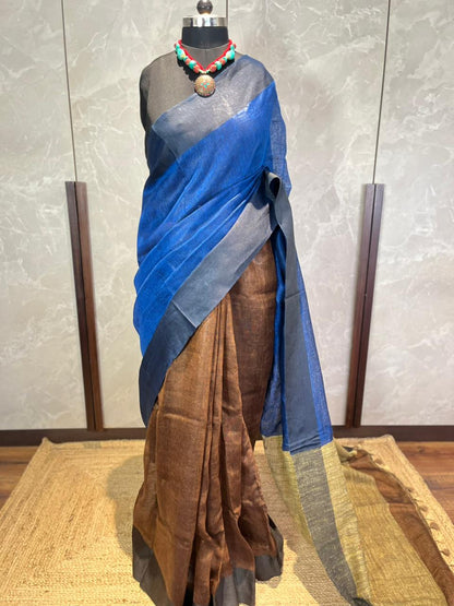 Midnite Dune | Pure Linen Saree