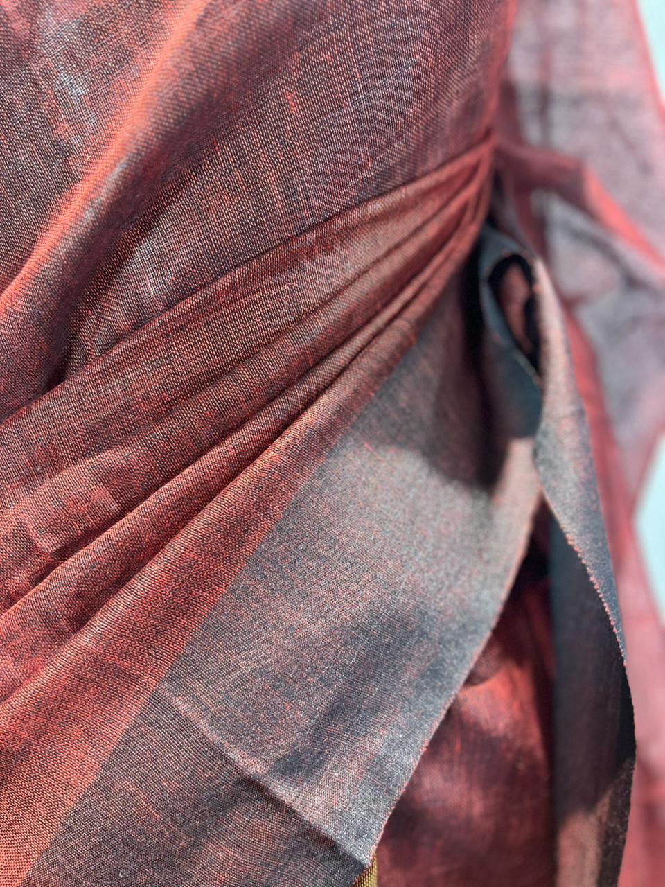 Spiced Merlot | Pure Linen Saree