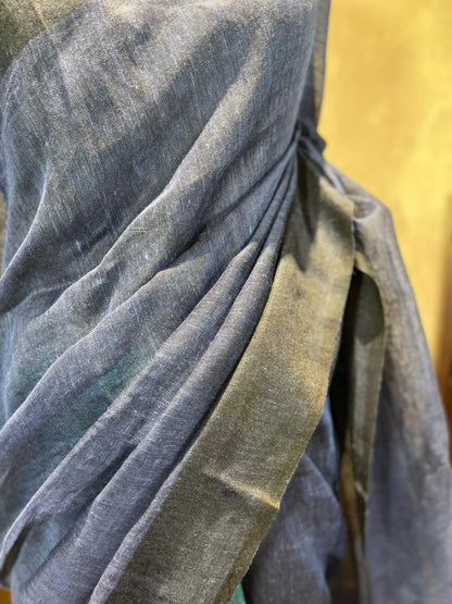 Mediterranean Sapphire | Pure Linen Saree