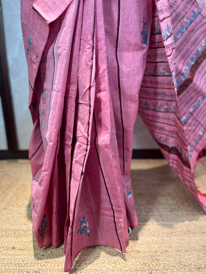 Malati Blush | Kantha Stitch Saree