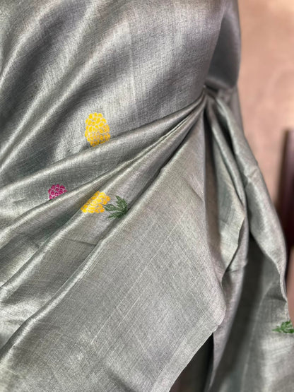 Winter Sky | Tussar Silk Saree