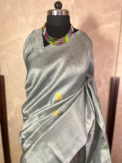 Winter Sky | Tussar Silk Saree