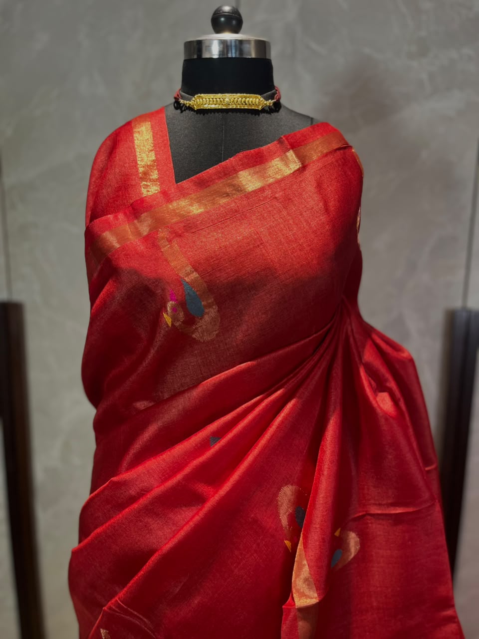 Scarlet Peacock | Tussar Silk Saree